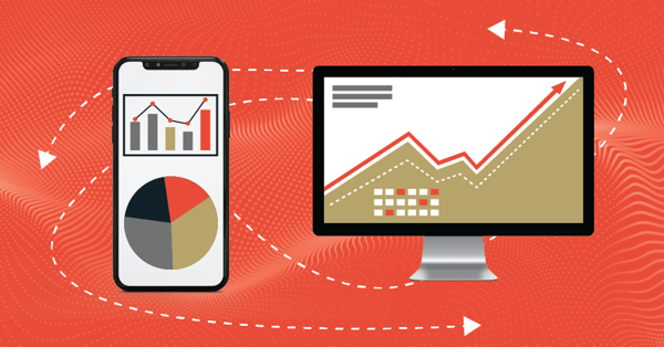 charts and graphs on smartphone and desktop