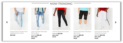 product feed of trending items